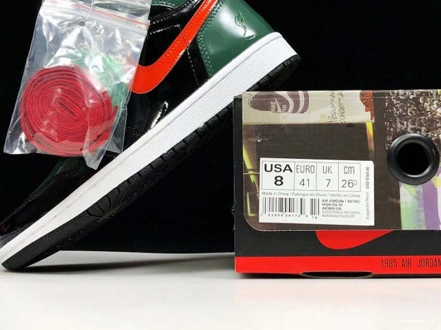 OG AV3905-038 Team x 1 High SoleFly Jordan Air Black Orange-Fir Retro 0603